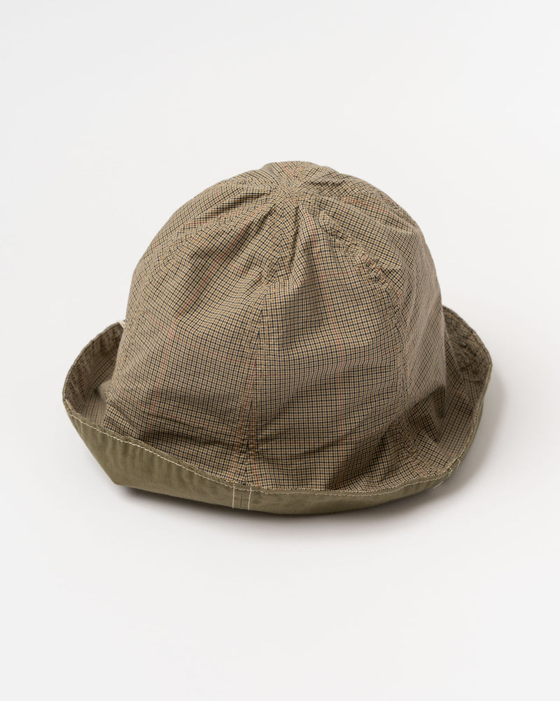 Câbleami Tulip Hat Reversible in Olive/Beige Check