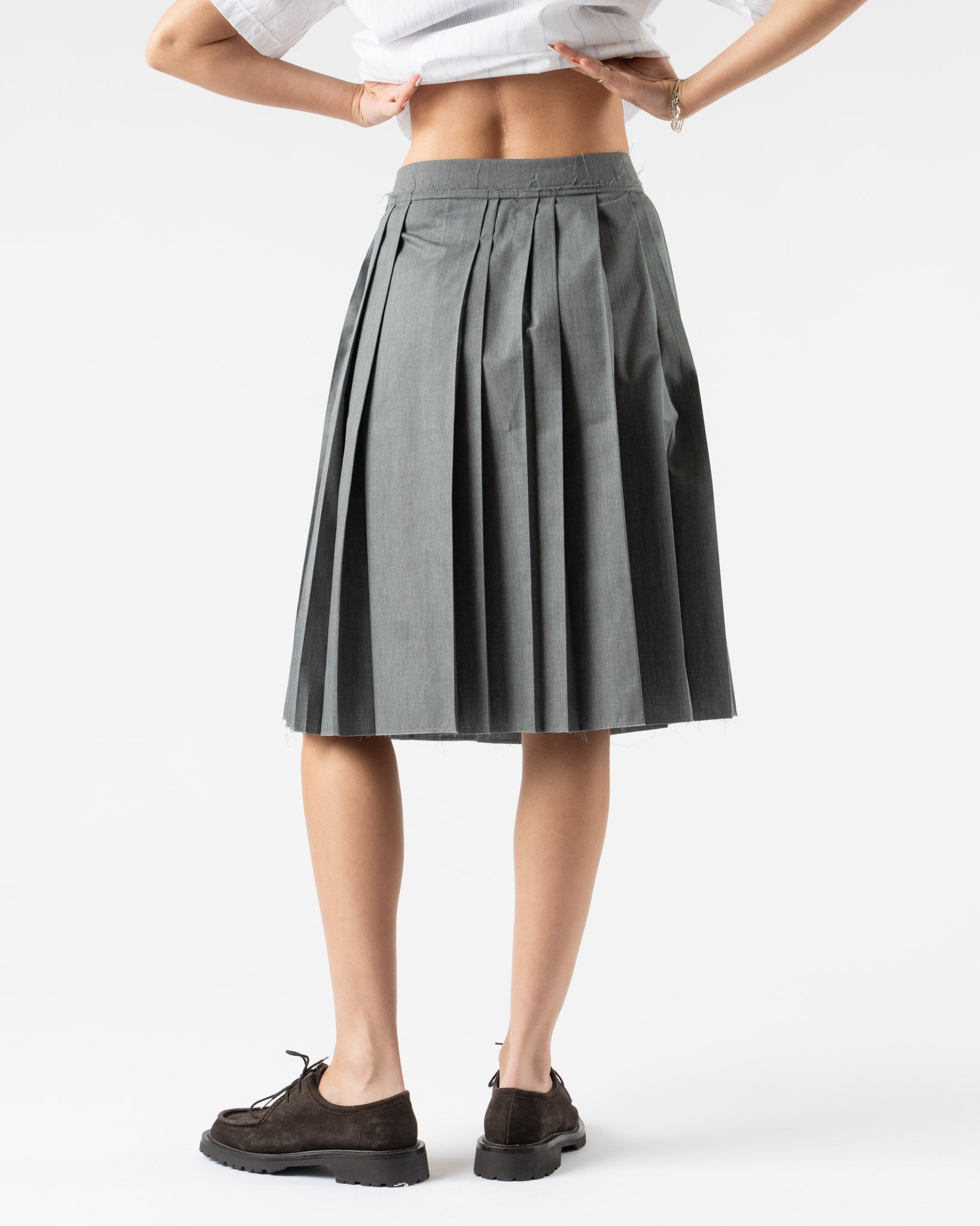 Camiel Fortgens Pleats Skirt in Grey Melange Curated at Jake and Jones