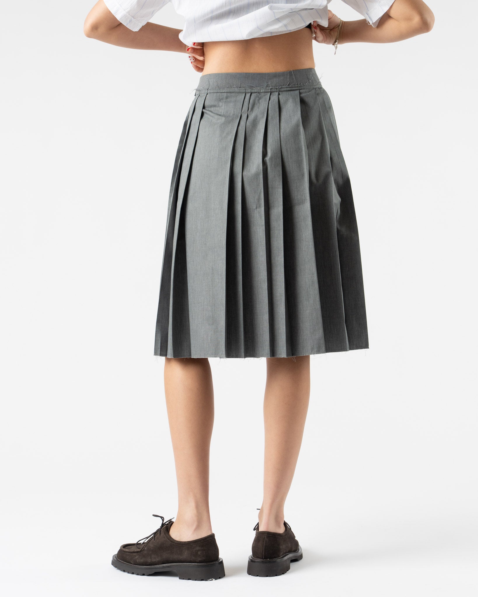 Camiel Fortgens Pleats Skirt in Grey Melange Curated at Jake and Jones