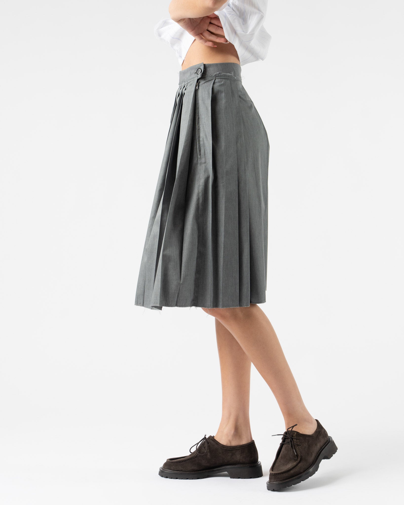 Camiel Fortgens Pleats Skirt in Grey Melange Curated at Jake and Jones