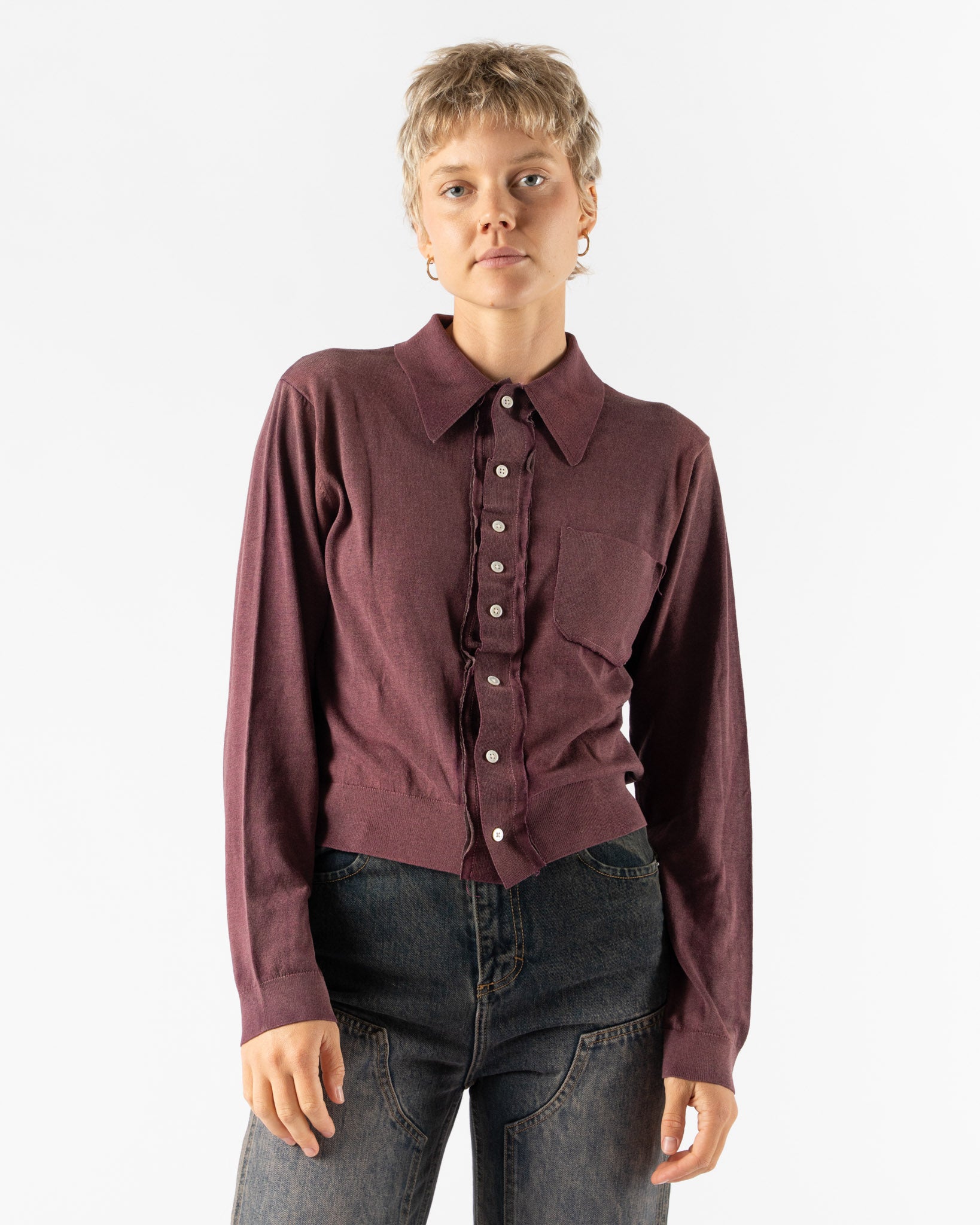 Camiel Fortgens 70s Cardigan in Fade Out Purple