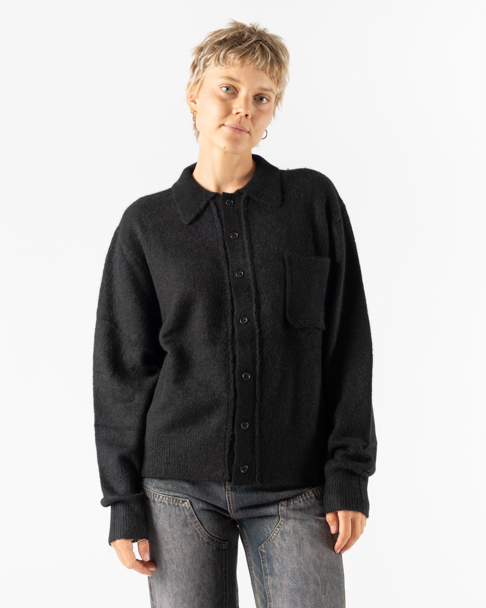 Camiel Fortgens Hairy Cardigan in Black