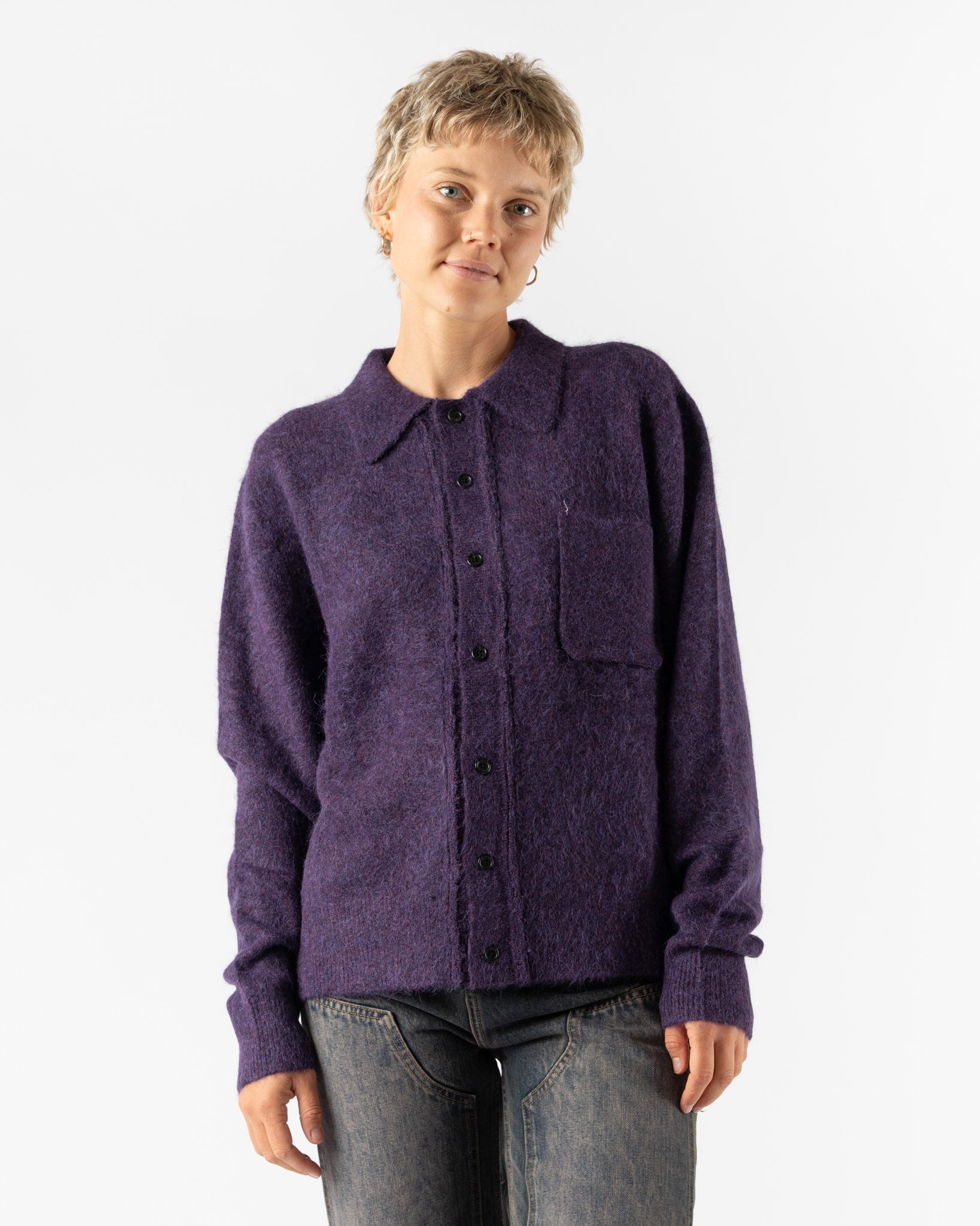 Camiel Fortgens Hairy Cardigan in Purple
