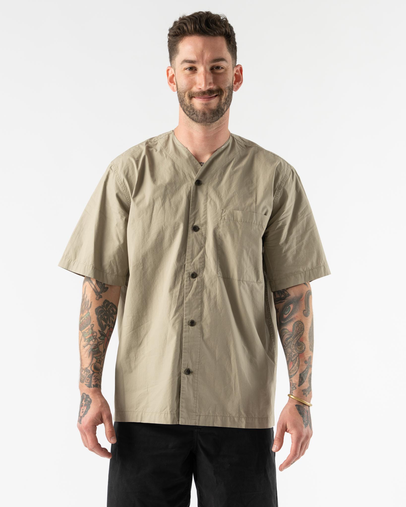 Norse Projects Erwin Typewriter Short Sleeve Shirt in Clay