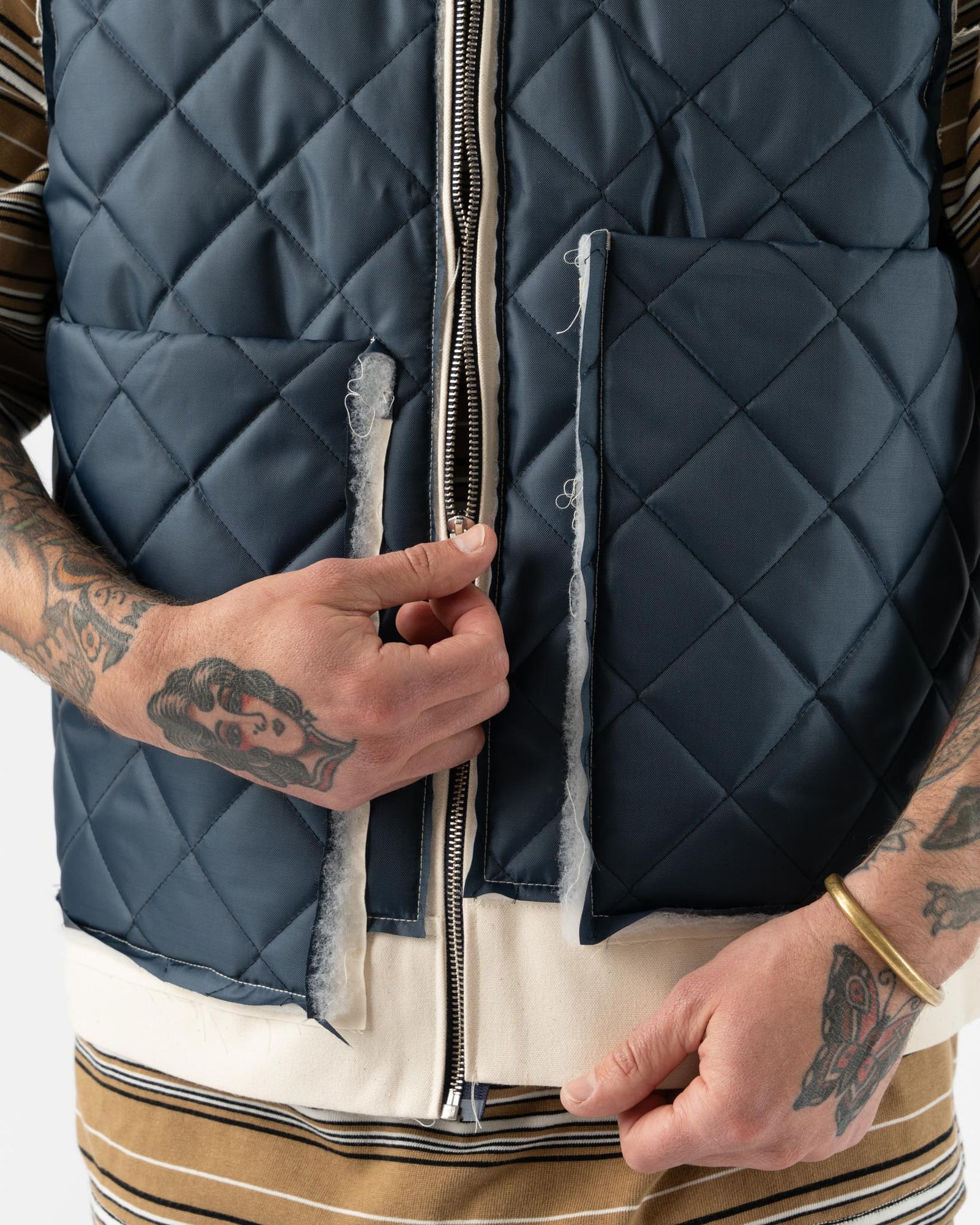 Camiel Fortgens Research Zip Vest in Navy Curated at Jake and Jones