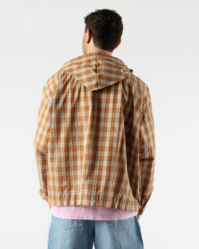 Camiel Fortgens Cropped Outdoor Jacket in Orange/Brown Check