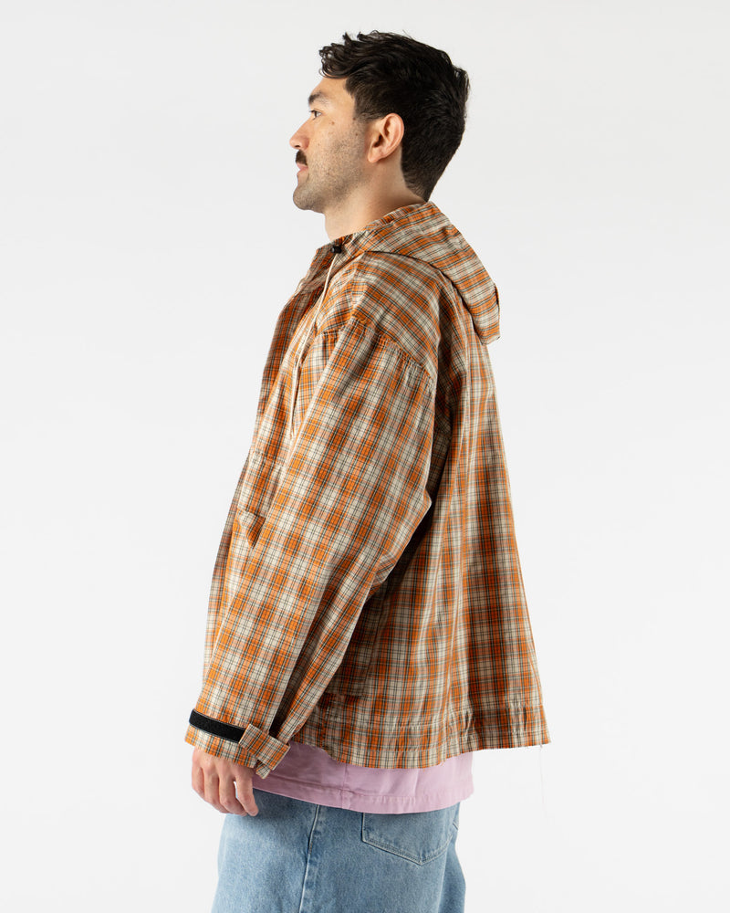 Camiel Fortgens Cropped Outdoor Jacket in Orange/Brown Check