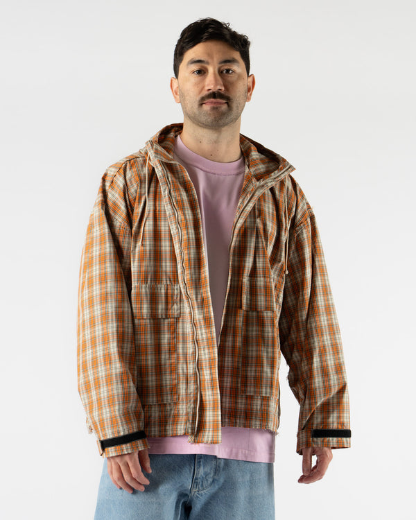 Camiel Fortgens Cropped Outdoor Jacket in Orange/Brown Check