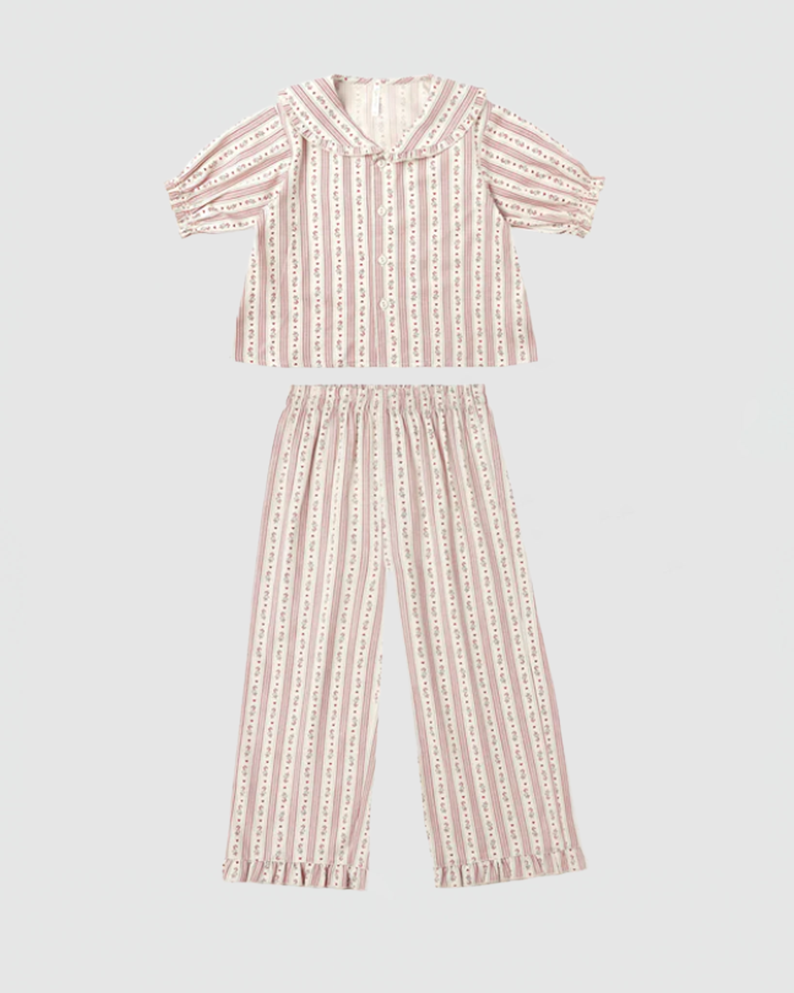 Rylee + Cru Ruffle Pajamas in Candy Cane Stripe