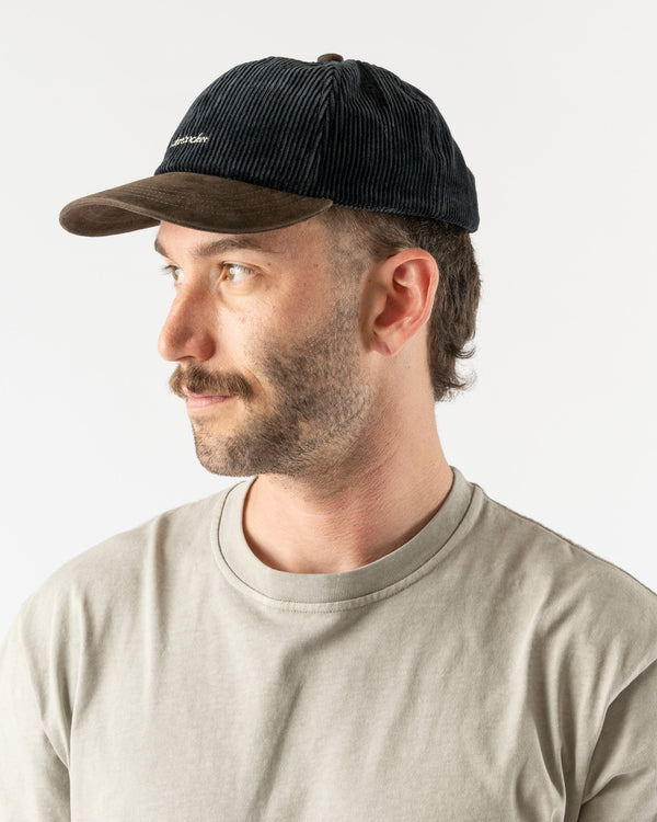 Knickerbocker Script Corduroy Cap in Black