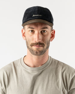 Knickerbocker Script Corduroy Cap in Black