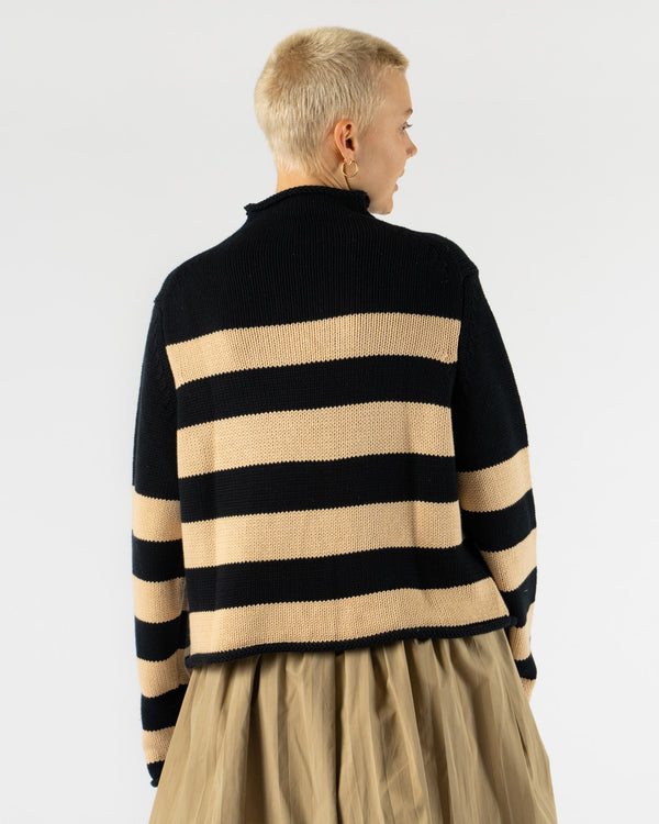 Carter Young Striped Roll Neck Sweater in Navy/Maize