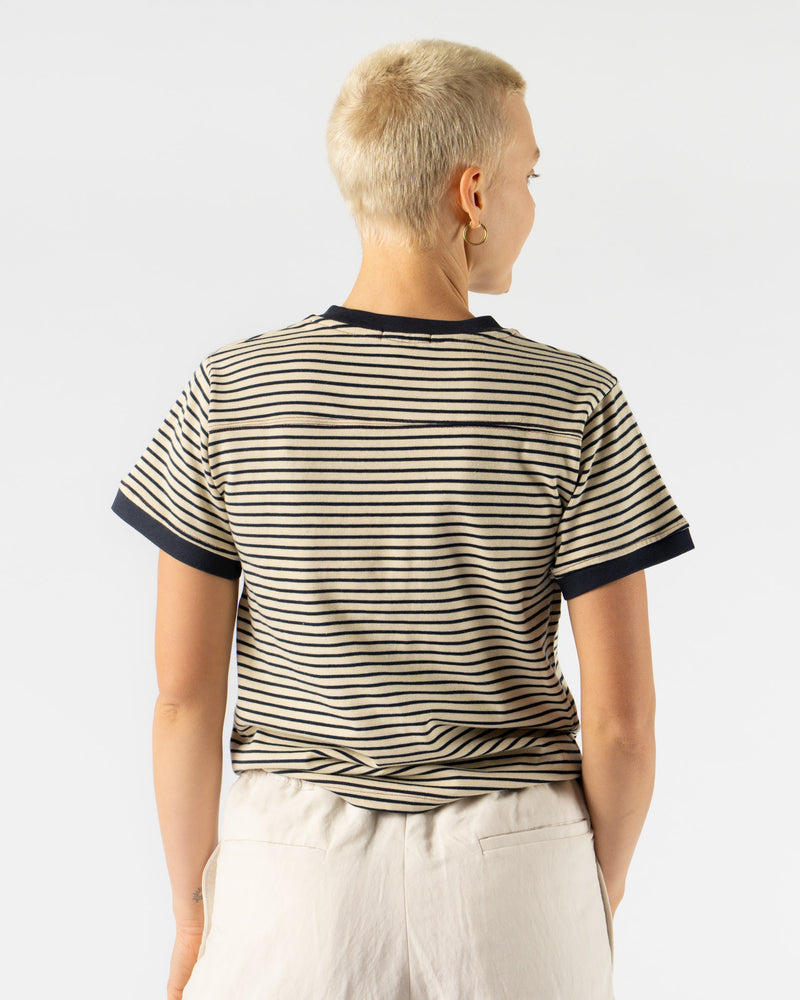 Carter Young Striped Football Tee in Navy Stripe