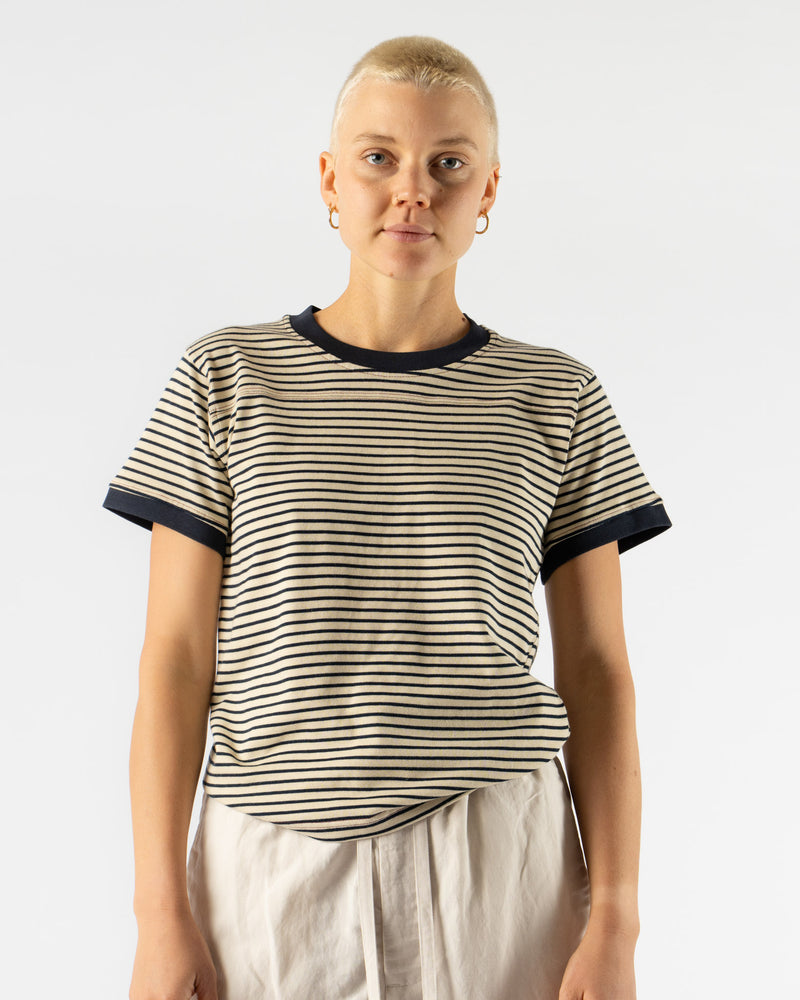 Carter Young Striped Football Tee in Navy Stripe