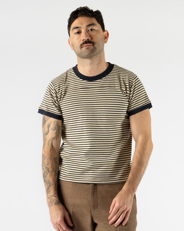 Carter Young Striped Football Tee in Navy Stripe