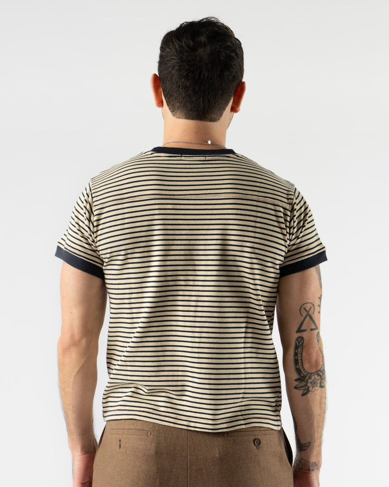 Carter Young Striped Football Tee in Navy Stripe