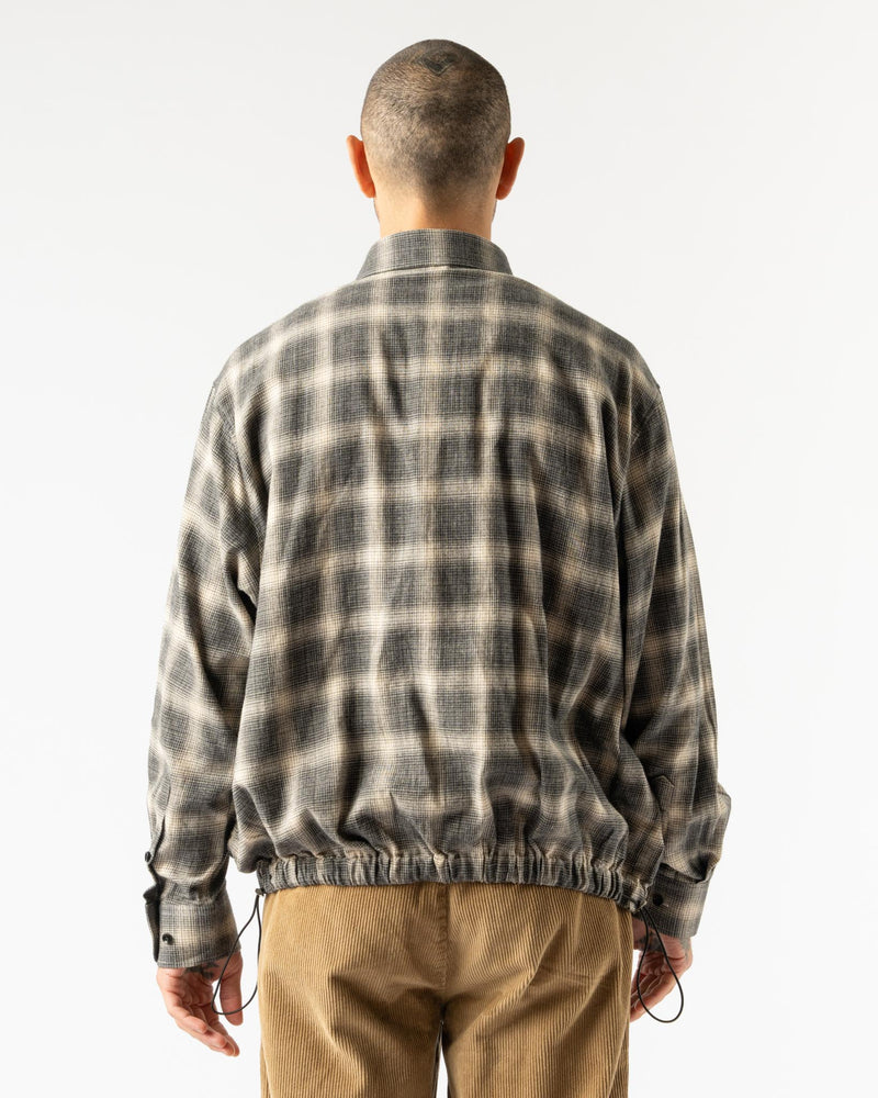 Carter Young Blouson Coaches Jacket in Olive/Smoke Plaid