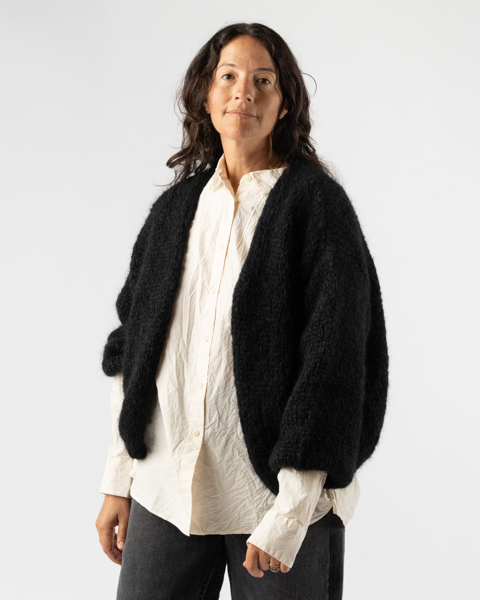 【CASEY CASEY / ケイシー・ケイシー】 SHORT CARDIGAN CASEY CASEY Short Mohair Cardigan in Black Curated at Jake