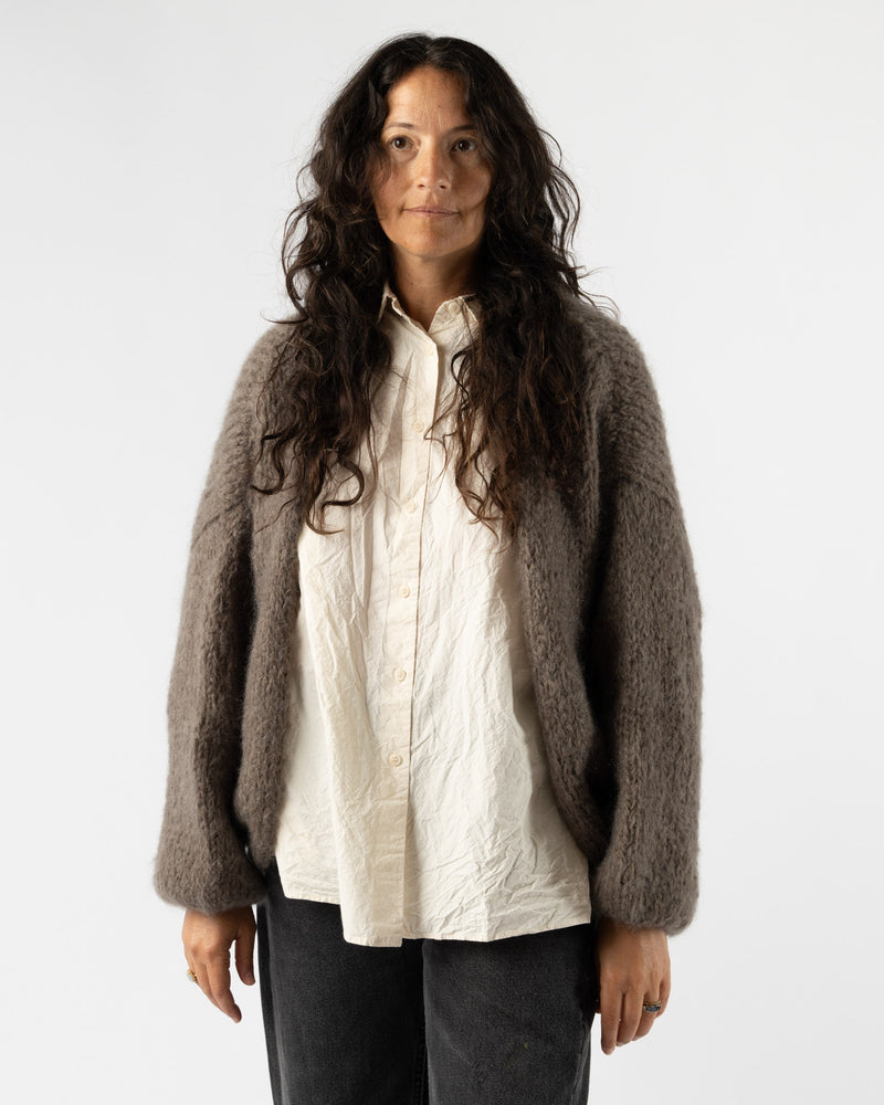 CASEY CASEY Short Mohair Cardigan in Khaki