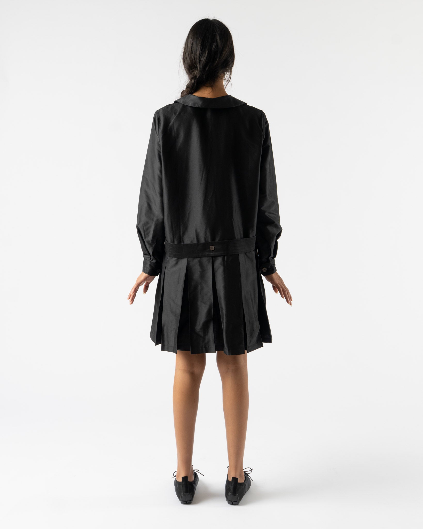 Cawley Silk Dupion Marina Dress in Black
