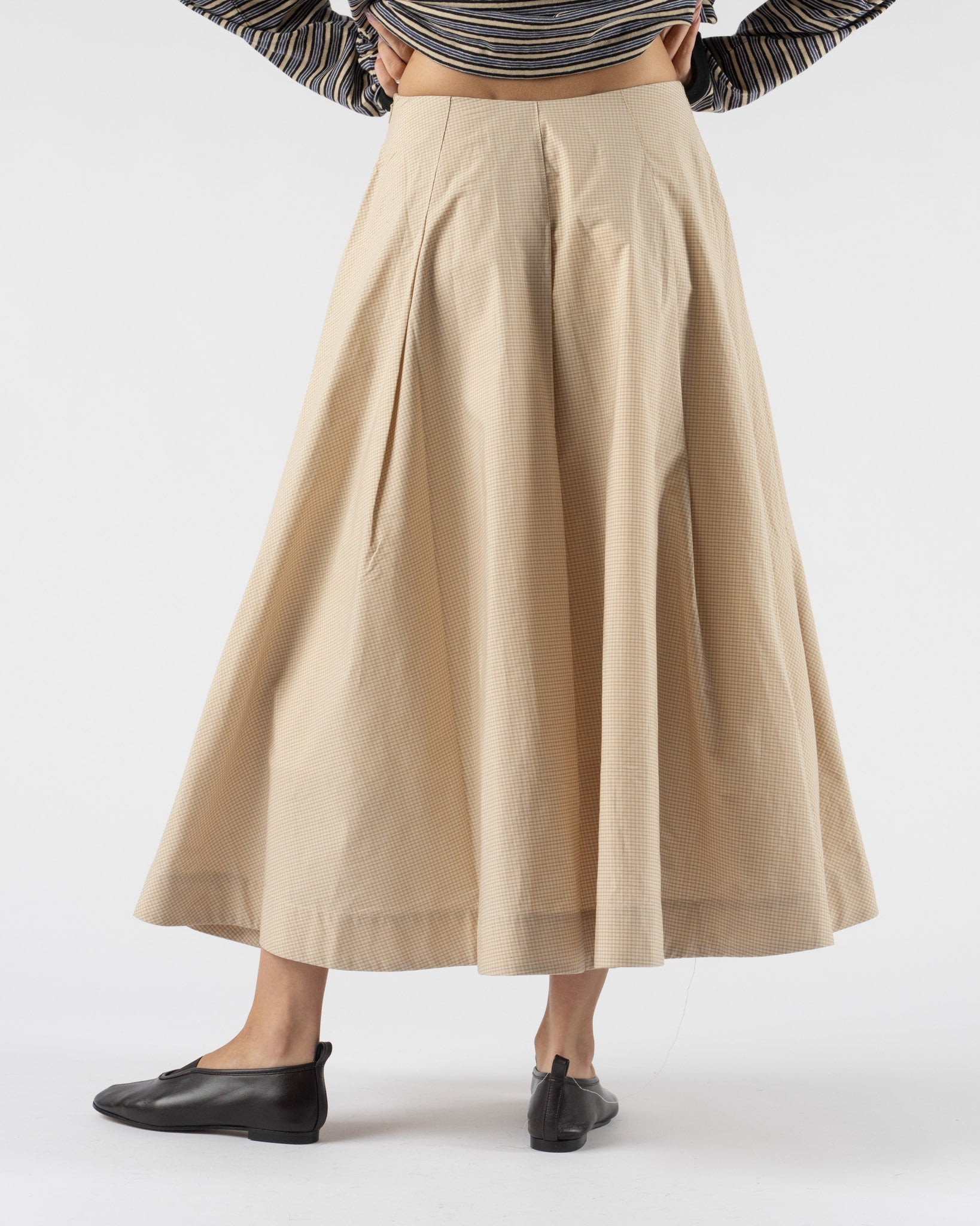 Cawley Japanese Mugwasher Check Stevie Skirt in Sand/Oat Check