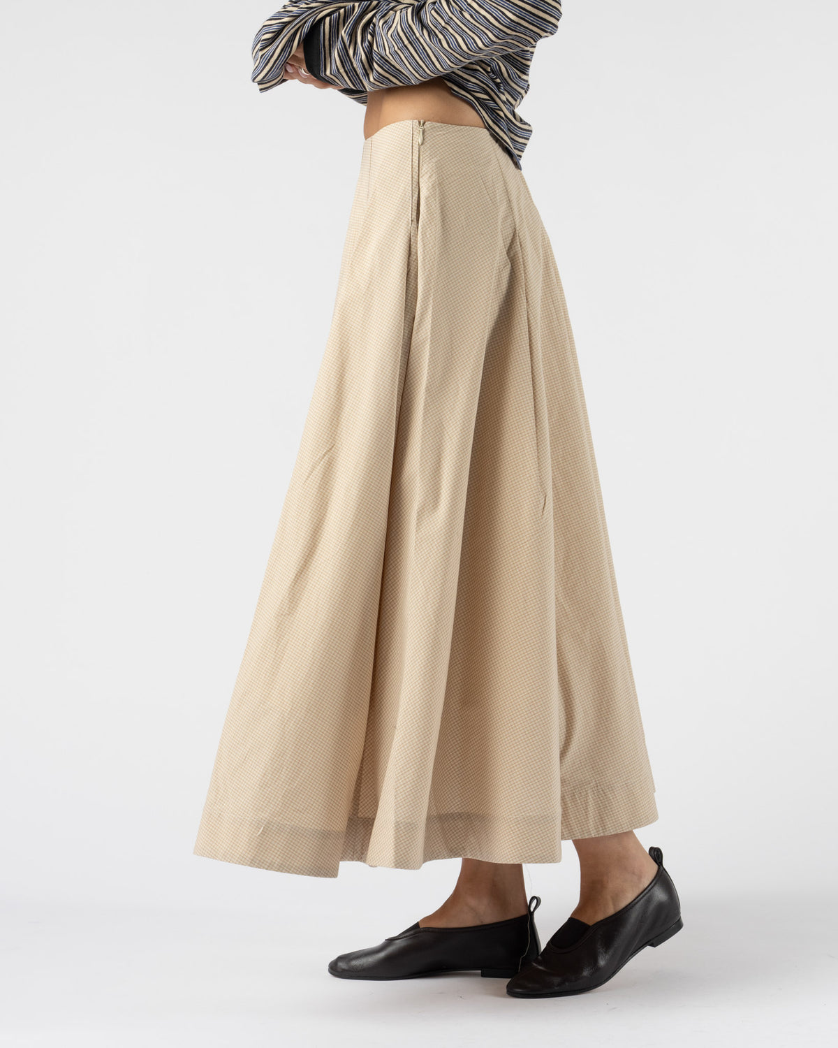 Cawley Japanese Mugwasher Check Stevie Skirt in Sand/Oat Check