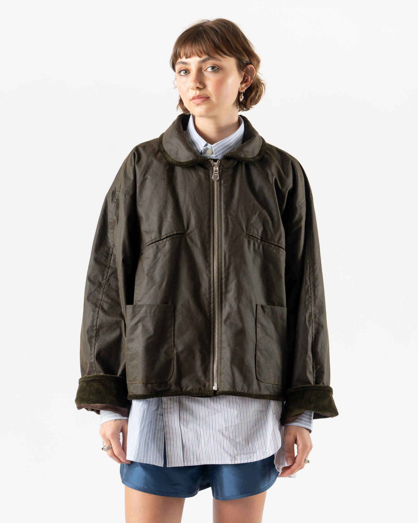 Cawley British Oilskin Womens Flying Jacket in Olive