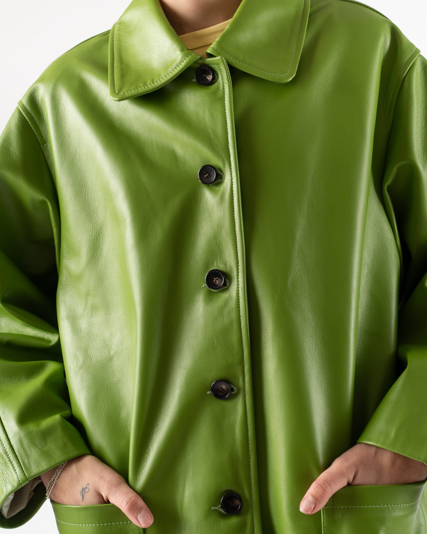 Cawley Nappa Leather Quinn Jacket in Spring Green