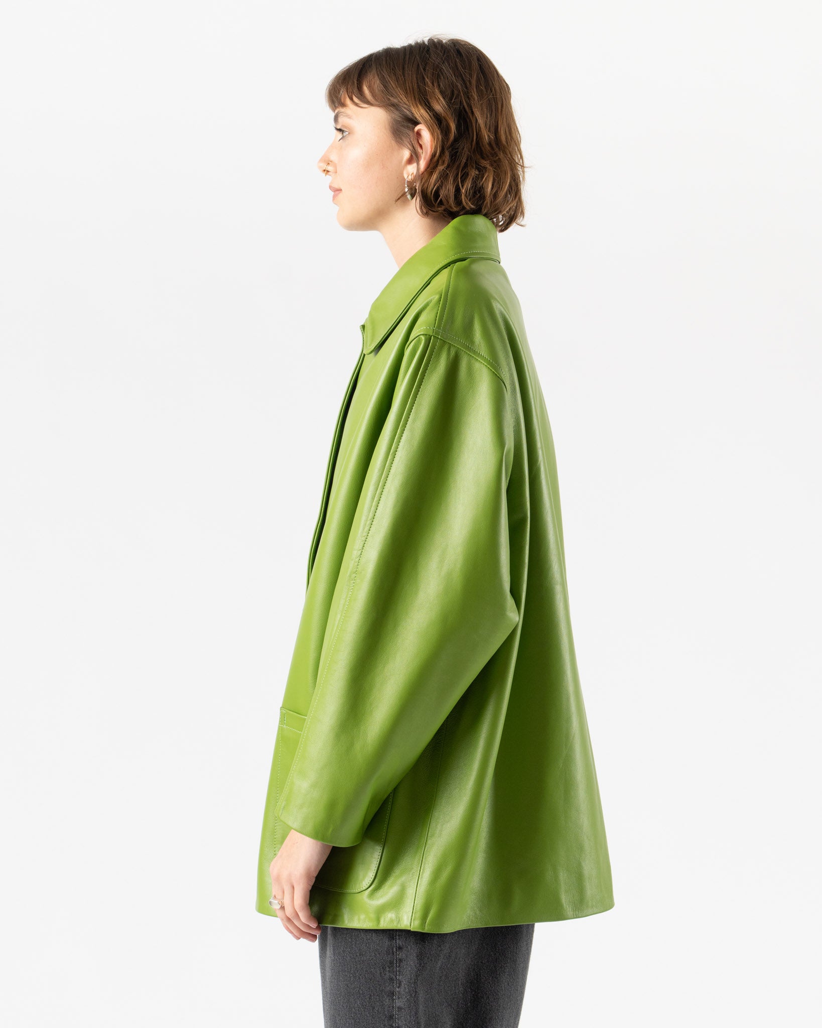 Cawley Nappa Leather Quinn Jacket in Spring Green