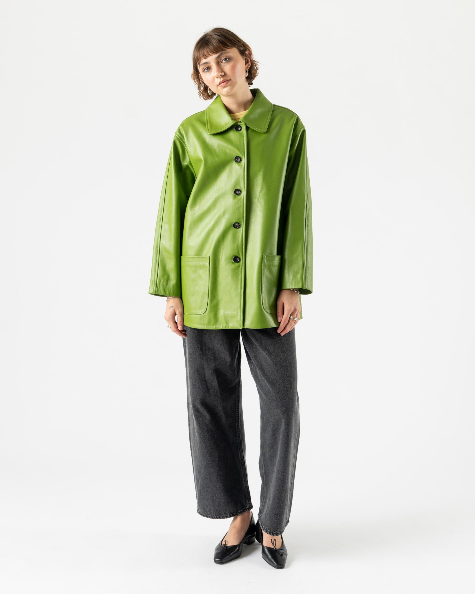 Cawley Nappa Leather Quinn Jacket in Spring Green