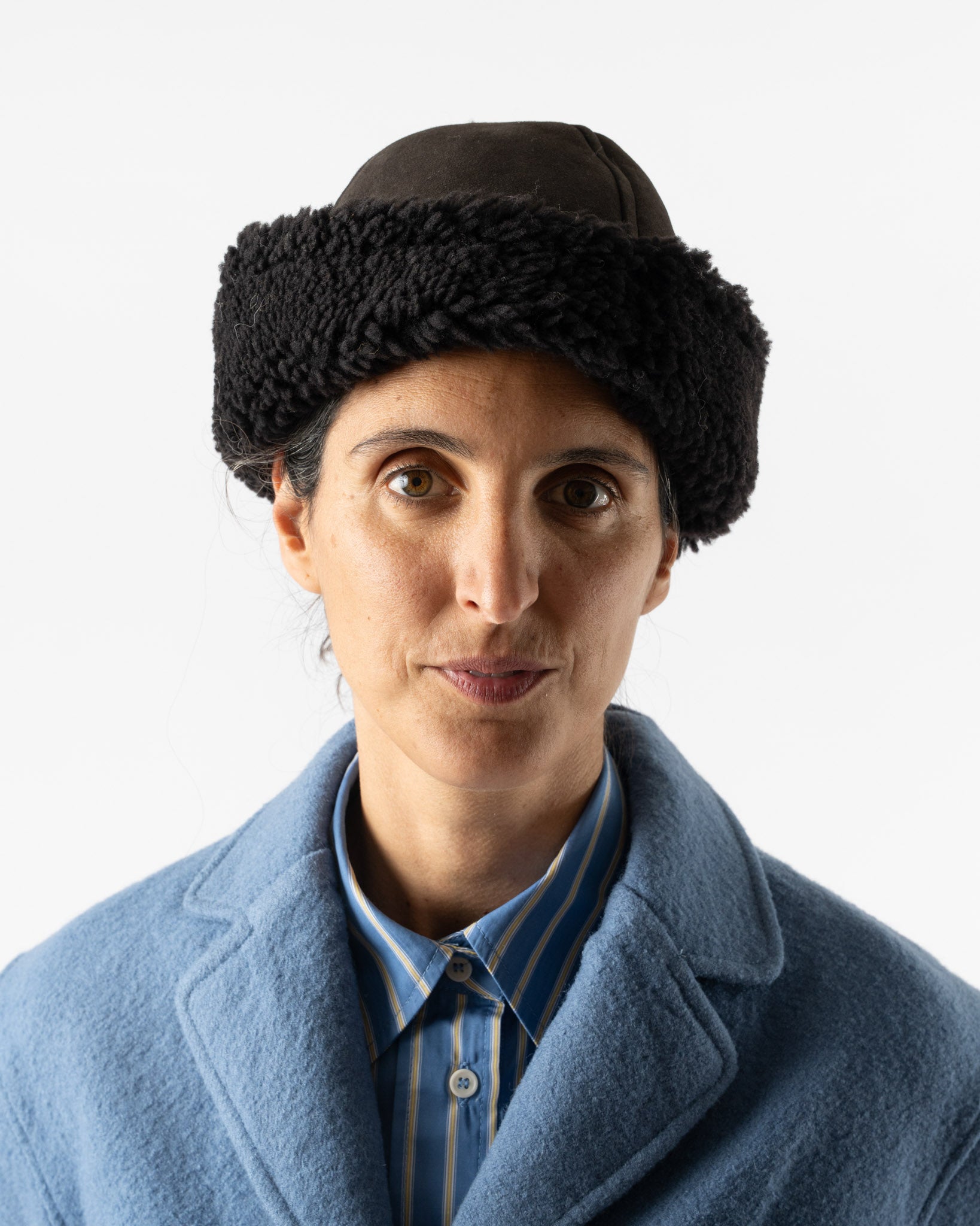 Cawley Suede Back Curly Hair Cap in Black
