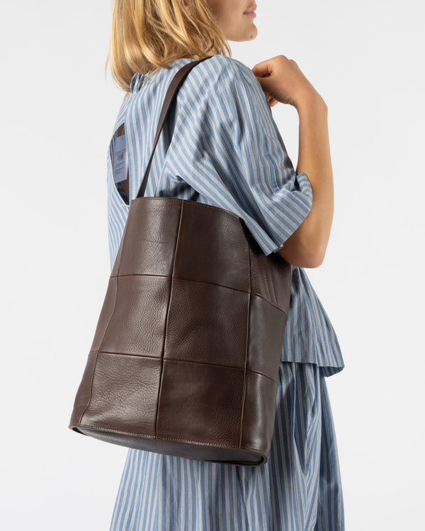 Cawley Patchwork Leather Tote in Chocolate