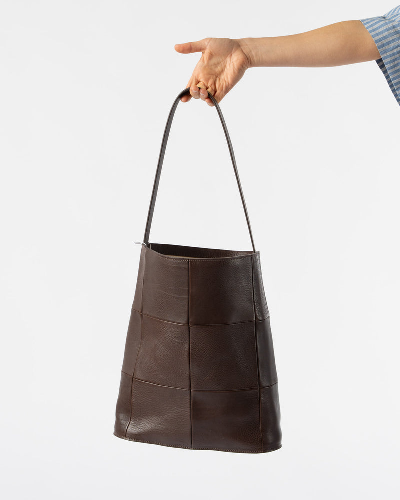 Cawley Patchwork Leather Tote in Chocolate