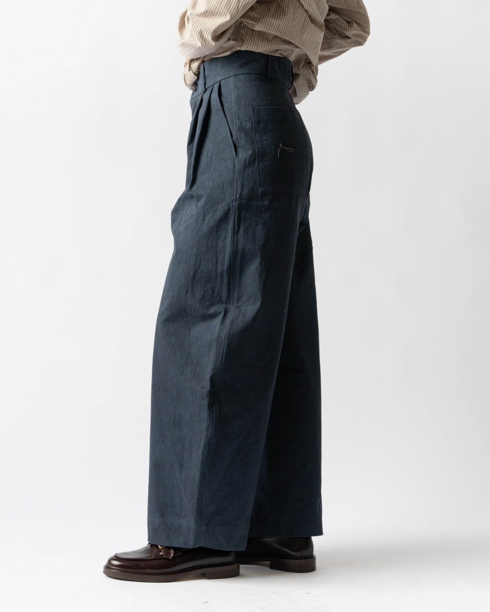 Cawley Japanese Cotton Twill Robby Trouser in Dark Navy