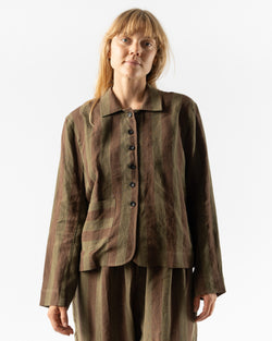 Cawley Irish Linen Lillie Jacket in Forest/Chocolate