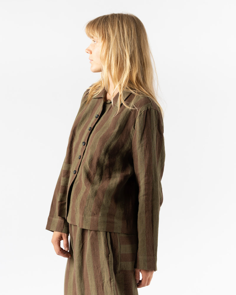 Cawley Irish Linen Lillie Jacket in Forest/Chocolate