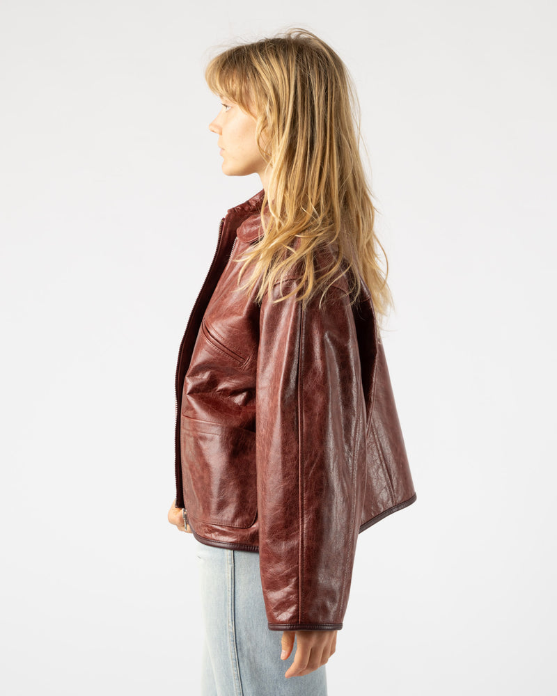 Cawley Leather Flying Jacket in Burgundy