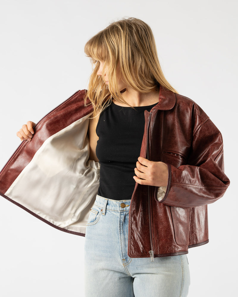 Cawley Leather Flying Jacket in Burgundy