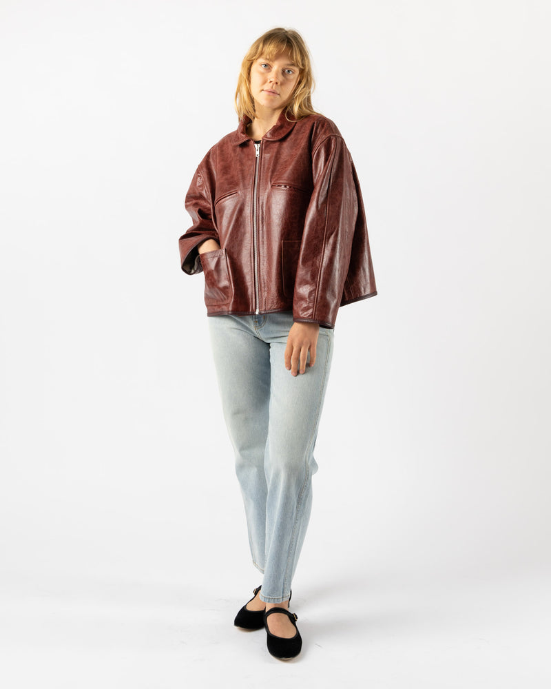 Cawley Leather Flying Jacket in Burgundy