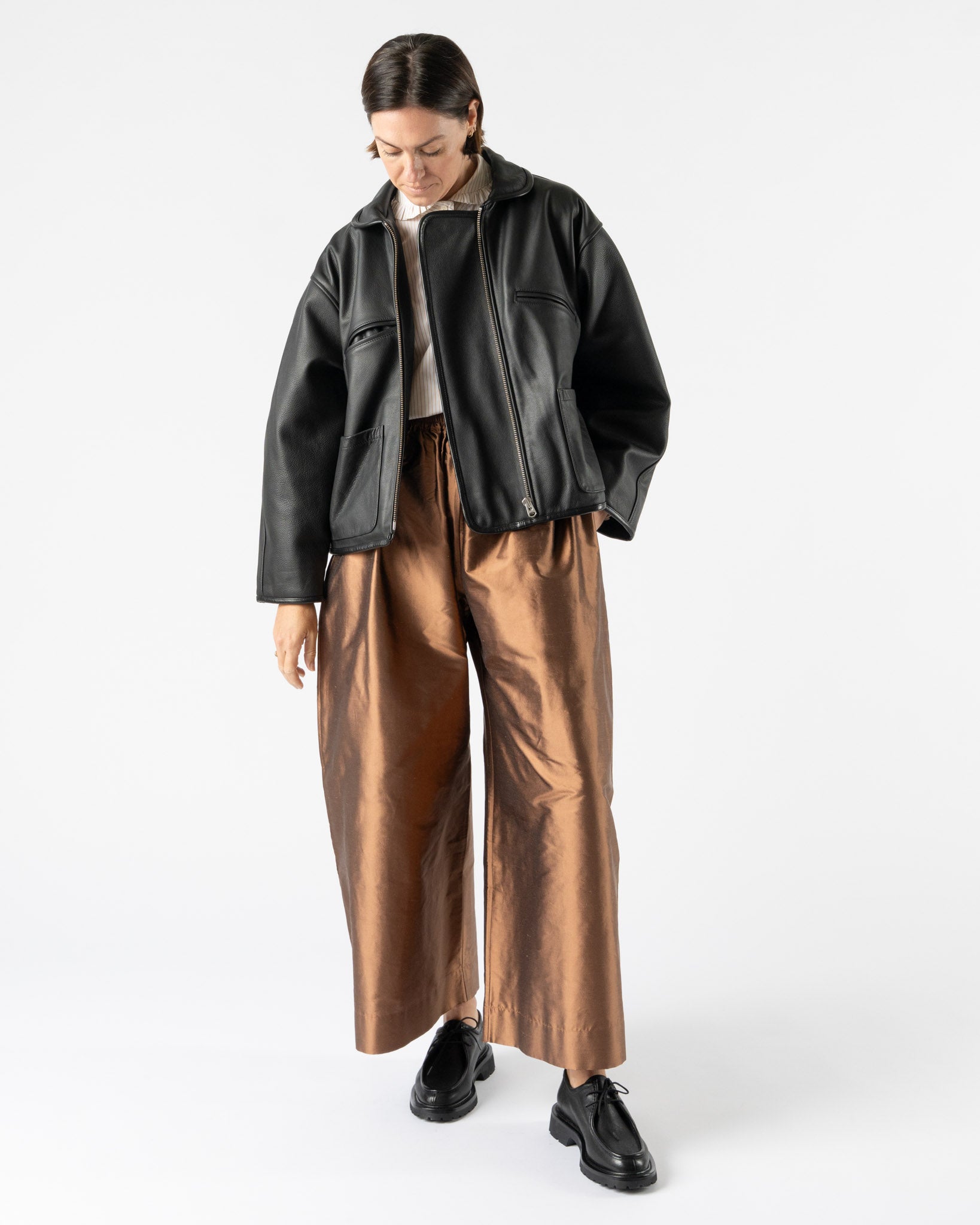 Cawley Leather Flying Jacket in Black