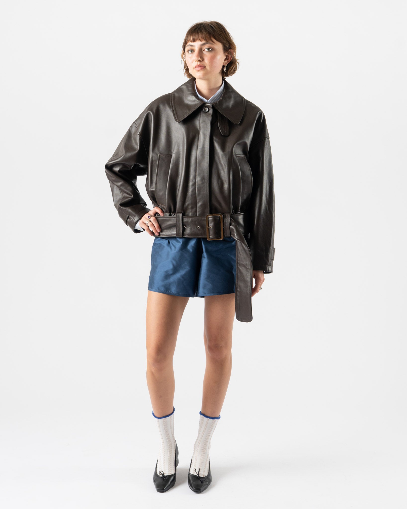 Cawley Nappa Leather Nara Jacket in Chocolate