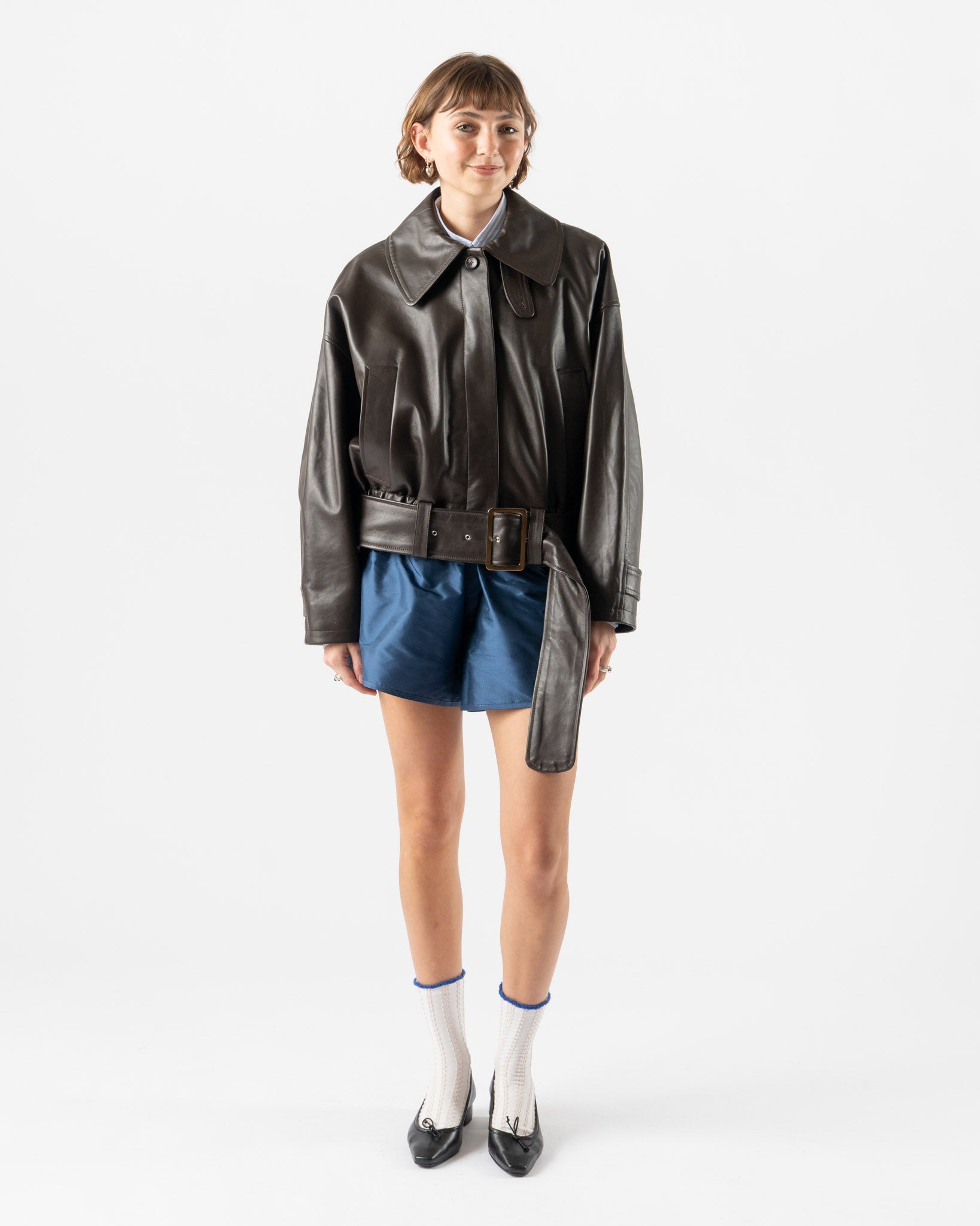 Cawley Nappa Leather Nara Jacket in Chocolate