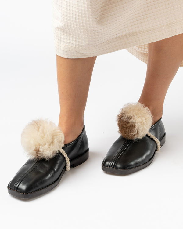 Lemaire Flat Piped Slippers in Black