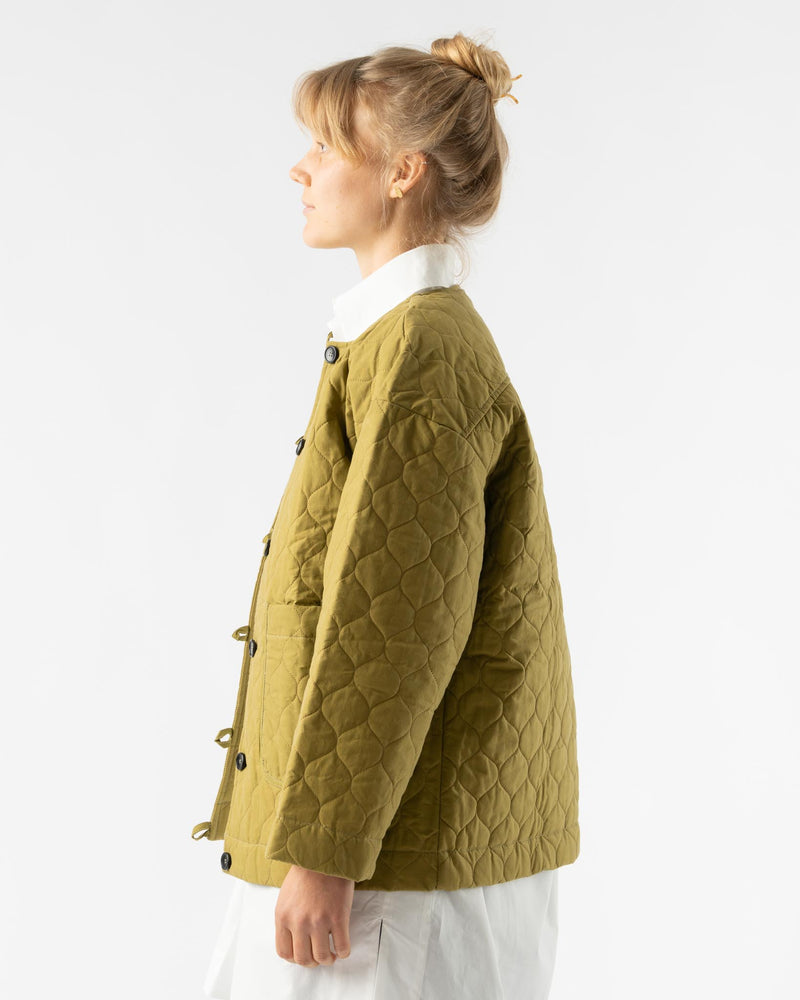 Cawley Quilted Oilskin Liner Jacket in Seaweed Salad