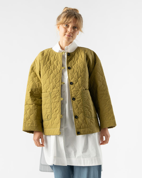 Cawley Quilted Oilskin Liner Jacket in Seaweed Salad