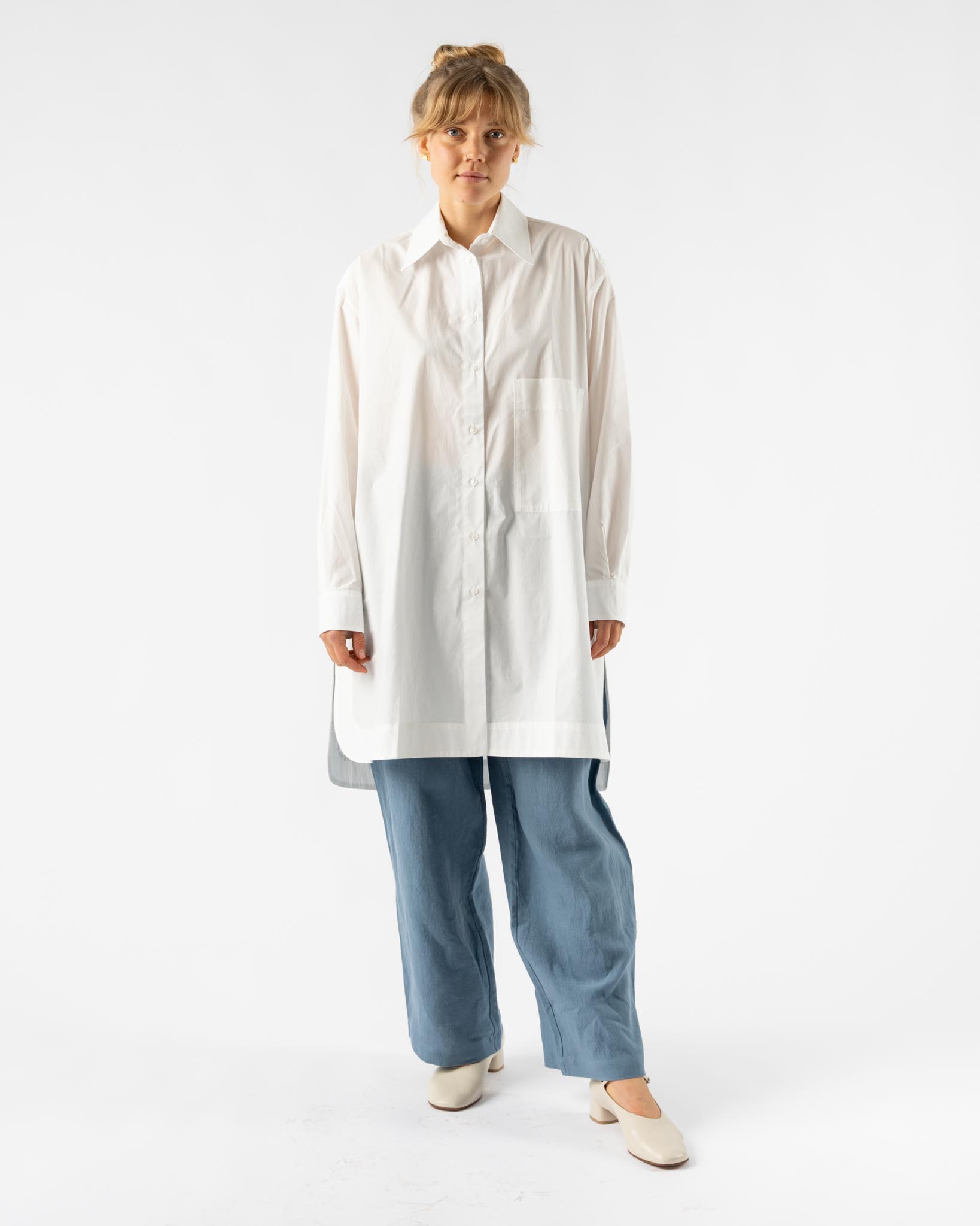 Cawley Shirt Dress in White