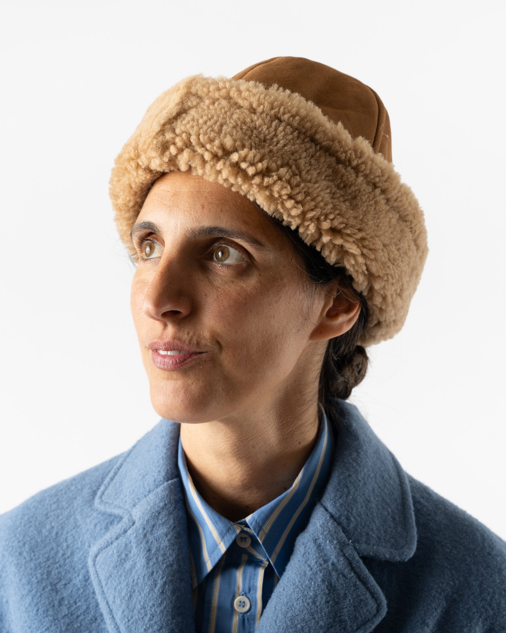 Cawley Tan Leather Back Curly Cap