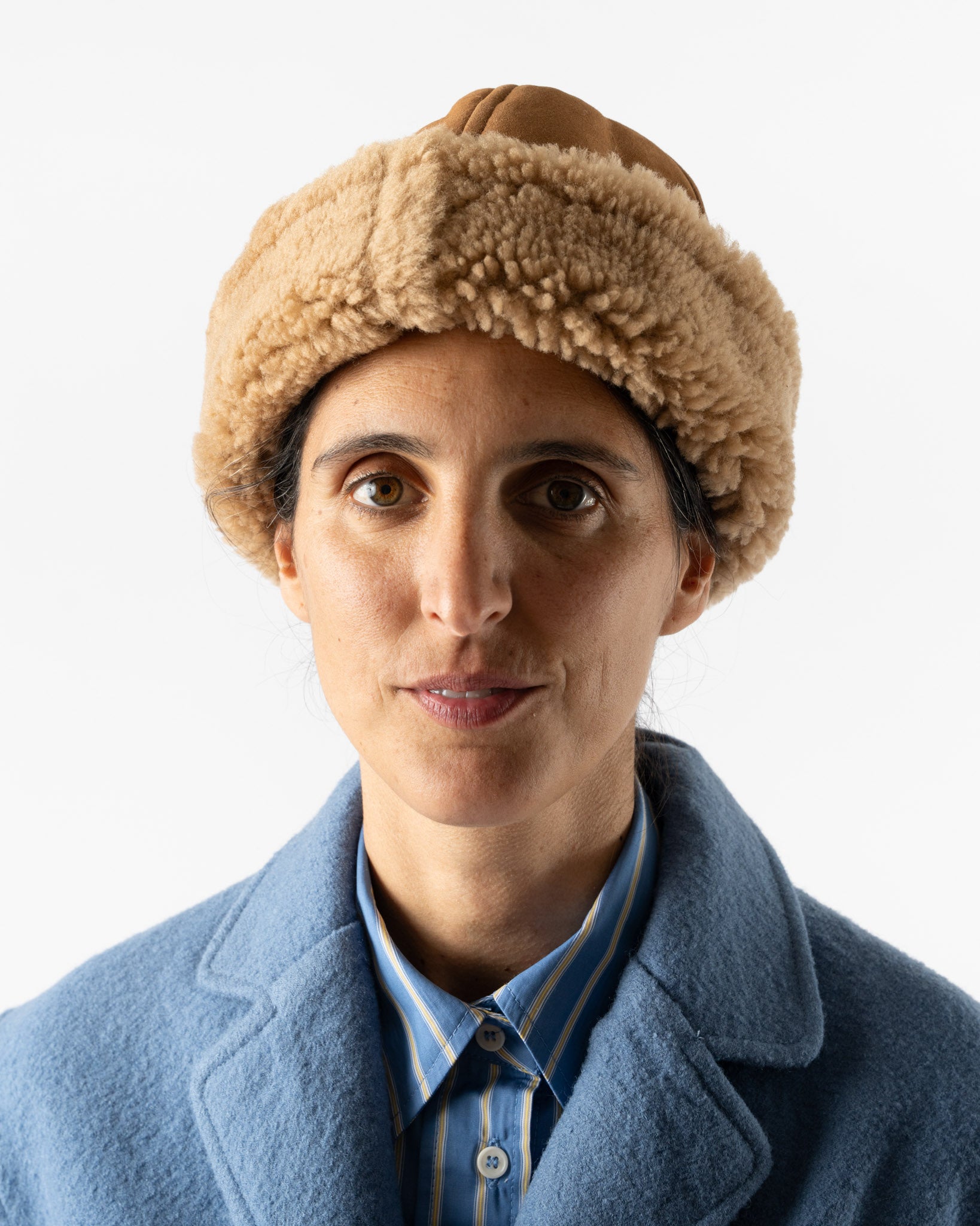 Cawley Tan Leather Back Curly Cap