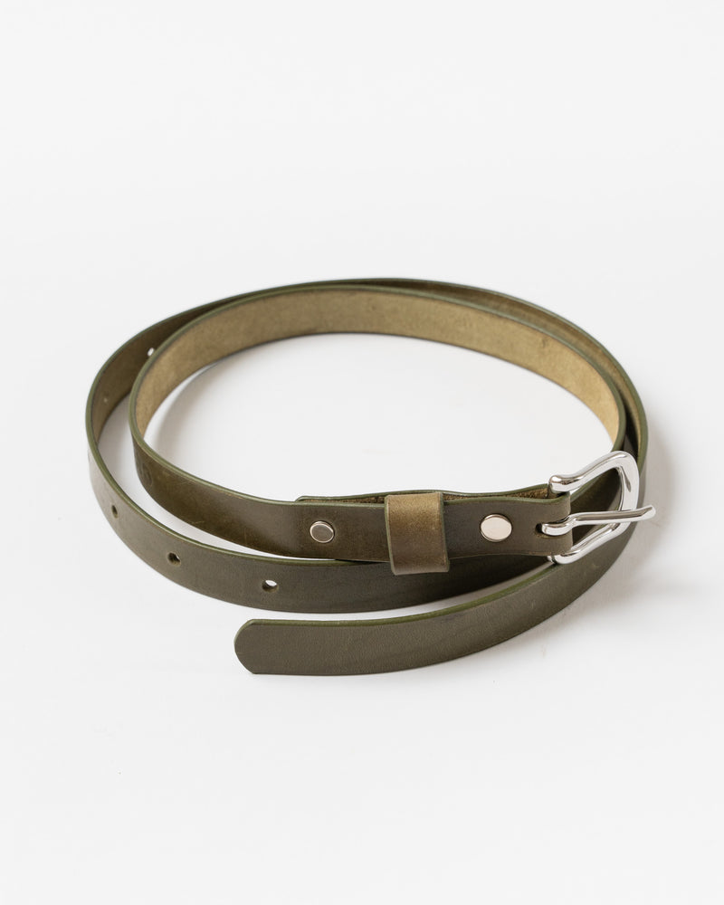 Cawley Thin Leather Belt in Green