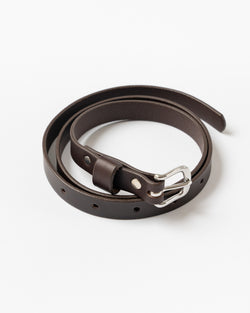 Cawley Thin Leather Belt in Chocolate